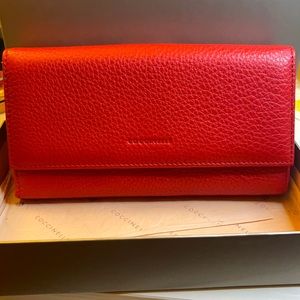 NEW IN BOX ✨ Coccinelle Soft Grainy Leather Clutch - RED
